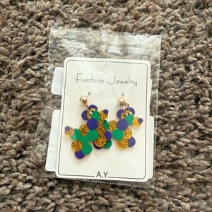 mardi gras balloon dog Earrings